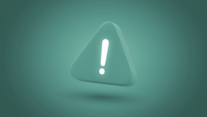 Green triangle with a white exclaimation mark in the centre, hovering off the ground on a green background to represent the question the worry about "should I trust my IT provider?"